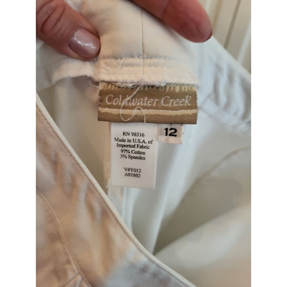 Coldwater Creek Ivory Wide Leg Capri Pants sz 12 Minimal Coastal Old Money - Picture 6 of 6
